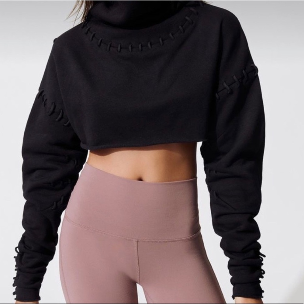 Alo black splice cropped sweater